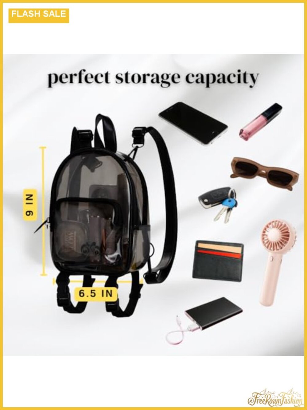 Clear Mini Backpack Anti-Theft Stadium Approved Rave Concert Essentials - Picture 4 of 6